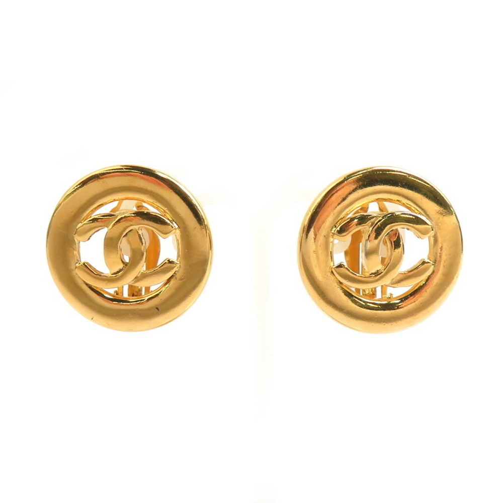 CHANEL Gold Logo Earrings